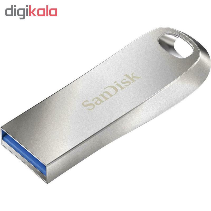 فلش مموری سن دیسک مدل Ultra Luxe ظرفیت 256 گیگابایت، رابط USB 3.1، سرعت خواندن 150 مگابایت بر ثانیه، بدنه فلزی مقاوم، پشتیبانی از نرم‌افزار کدگذاری اطلاعات