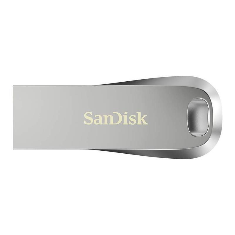 فلش مموری سن دیسک مدل Ultra Luxe ظرفیت 256 گیگابایت، رابط USB 3.1، سرعت خواندن 150 مگابایت بر ثانیه، بدنه فلزی مقاوم، پشتیبانی از نرم‌افزار کدگذاری اطلاعات