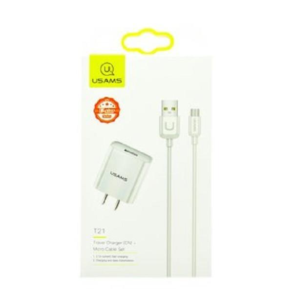 شارژر دیواری یوسمز مدل T21 به همراه کابل تبدیل microUSB 