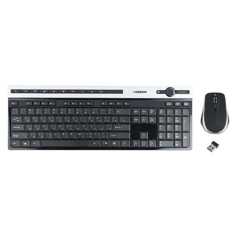 کیبورد و ماوس بی سیم گرین مدل GKM-505W، سوییچ ممبران، Full-Size