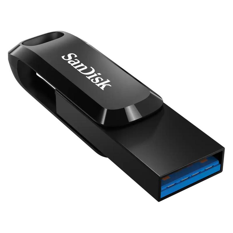 فلش مموری سن دیسک 64 گیگابایت مدل Ultra Dual Drive Go با دو رابط USB Type-C و USB Type-A، استاندارد USB 3.2 Gen1، طراحی چرخشی، سازگار با اندروید، iOS، ویندوز و مک، مناسب گوشی، تبلت، کامپیوتر و تلویزیون