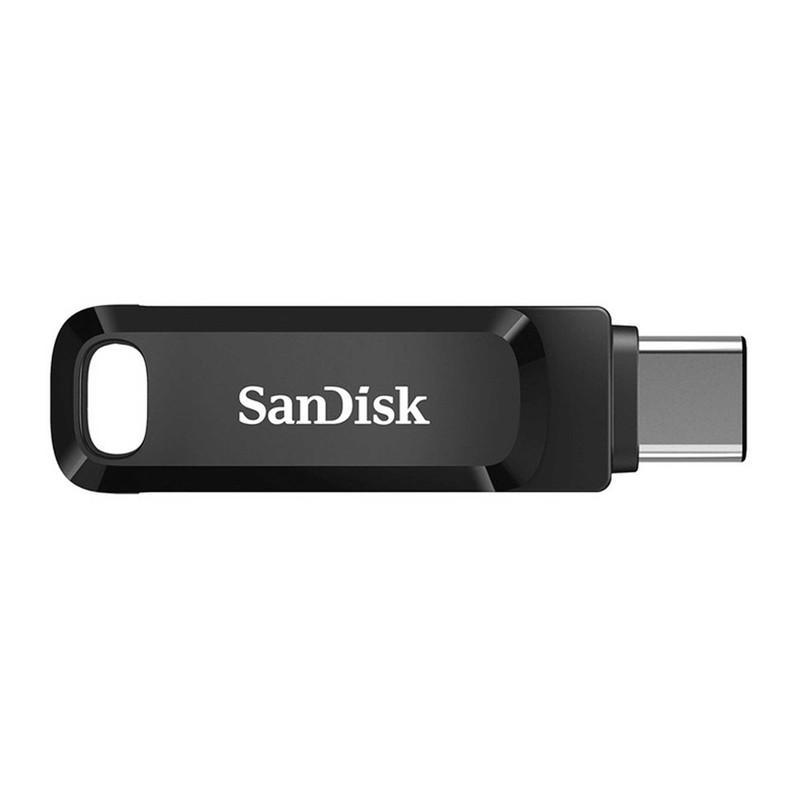فلش مموری دو رابط سن دیسک مدل Ultra Dual Drive Go ظرفیت 128 گیگابایت با USB 3.2 Gen1، طراحی چرخشی، بدنه فلزی، سازگار با گوشی، تبلت، کامپیوتر و تلویزیون