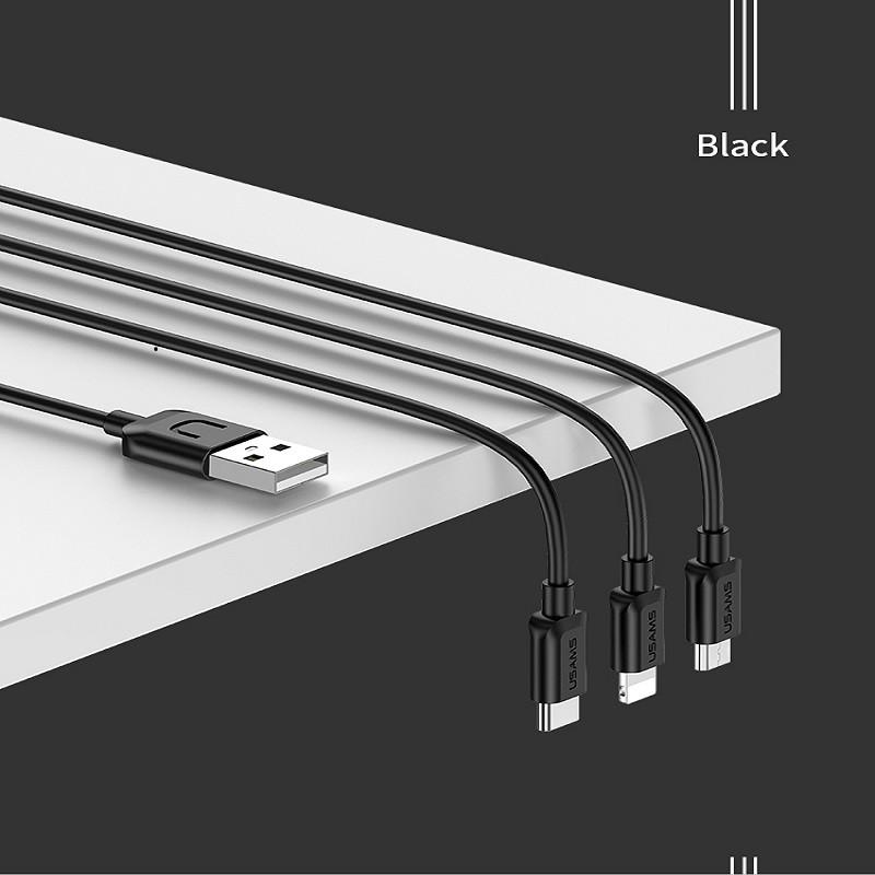کابل تبدیل USB به microUSB /لایتنینگ/USB-C یوسمز مدل US-SJ324 طول 1 متر