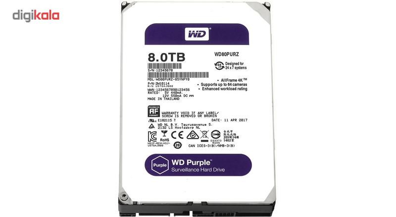 هارددیسک اینترنال وسترن دیجیتال مدل Purple WD80PURZ ظرفیت 8 ترابایت
