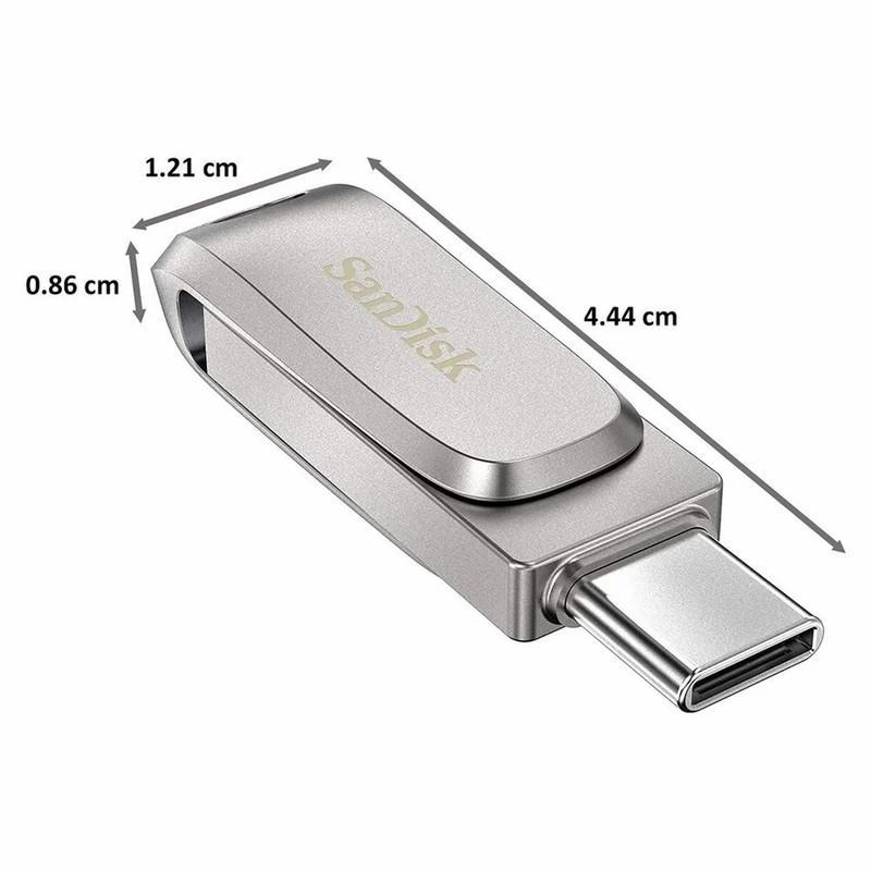 فلش مموری سن دیسک مدل Luxe ظرفیت 32 گیگابایت سرعت خواندن 150 مگابایت بر ثانیه اتصال USB-C طراحی ساده و وزن 19 گرم