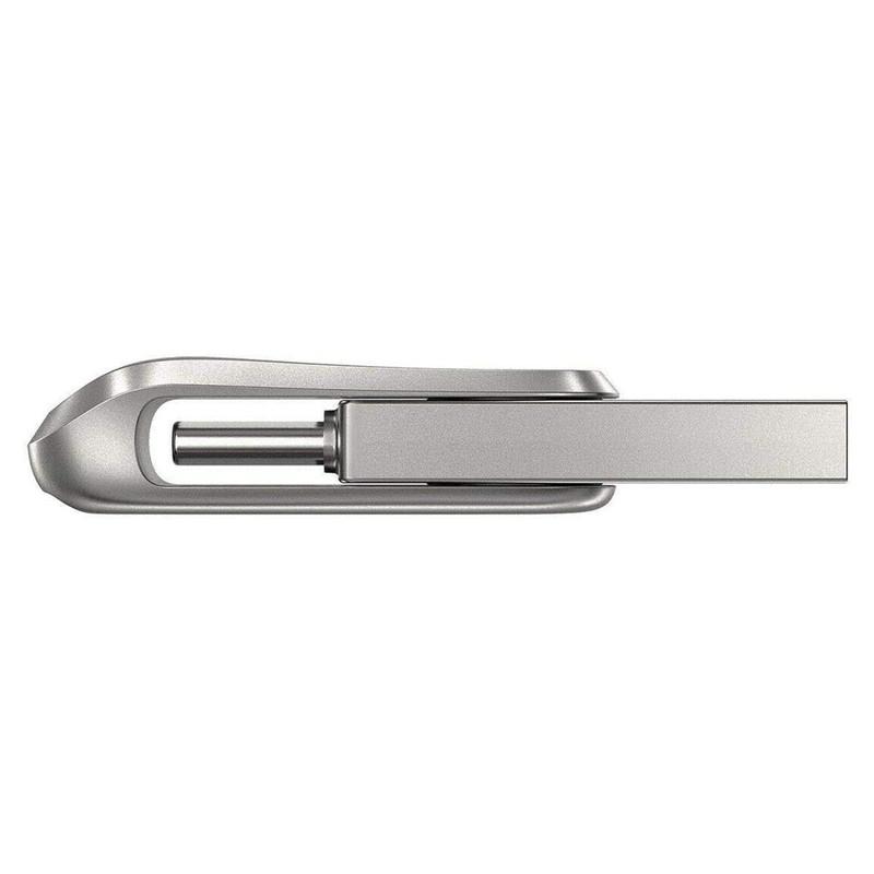 فلش مموری سن دیسک مدل Ultra Dual Drive Luxe ظرفیت 64 گیگابایت با دو رابط USB تایپ سی و USB 3.2 Gen1، بدنه فلزی چرخشی، سرعت انتقال 150 مگابایت بر ثانیه و سازگار با گوشی، تبلت، کامپیوتر و تلویزیون