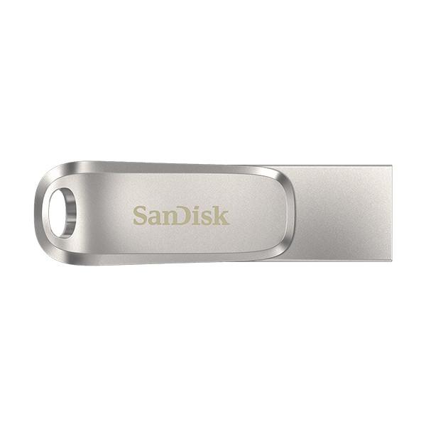 فلش مموری سن دیسک Ultra Dual Drive Luxe ظرفیت 256 گیگابایت با طراحی چرخشی، دو رابط USB Type-C و USB Type-A، استاندارد USB 3.2 Gen1، بدنه فلزی و سازگار با تبلت، گوشی، کامپیوتر و مک