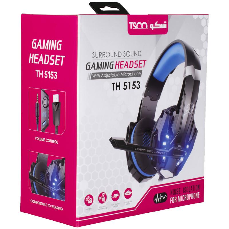 هدست گیمینگ تسکو مدل TH 5153 بدون قابلیت نویز کنسلینگ، درگاه USB، دارای میکروفون قابل چرخش با حساسیت -42 دسی‌بل