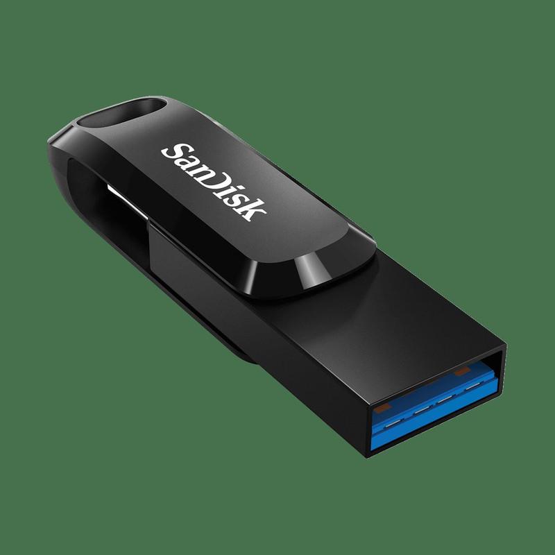 فلش مموری سن دیسک Ultra Dual Drive Go ظرفیت 256 گیگابایت با دو رابط USB Type-C و USB Type-A، طراحی چرخشی، سرعت خواندن 150 مگابایت بر ثانیه، سازگار با کامپیوتر، لپ‌تاپ، تبلت و گوشی موبایل