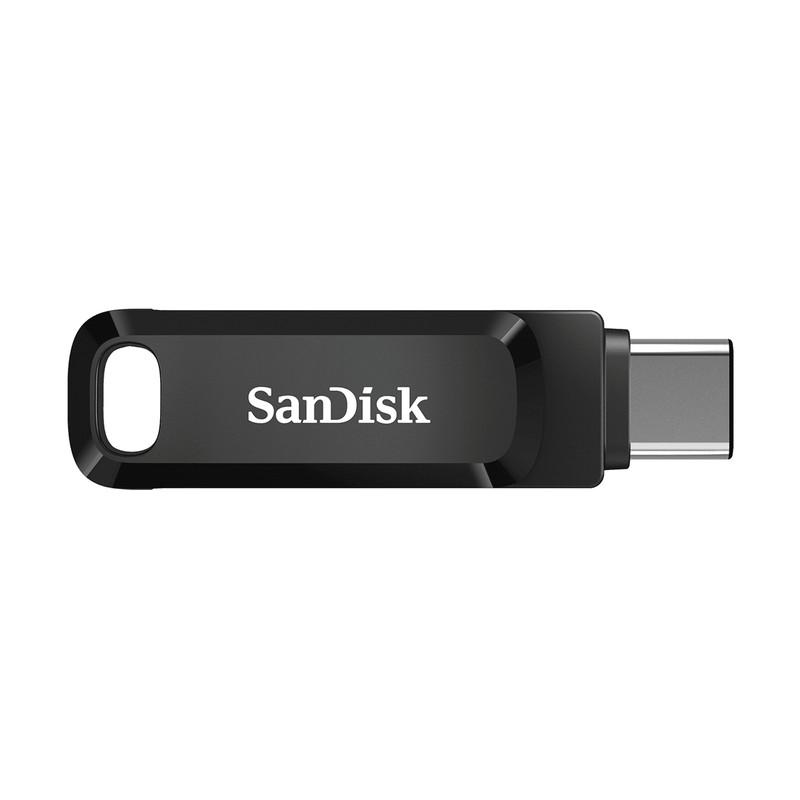 فلش مموری سن دیسک Ultra Dual Drive Go ظرفیت 256 گیگابایت با دو رابط USB Type-C و USB Type-A، طراحی چرخشی، سرعت خواندن 150 مگابایت بر ثانیه، سازگار با کامپیوتر، لپ‌تاپ، تبلت و گوشی موبایل