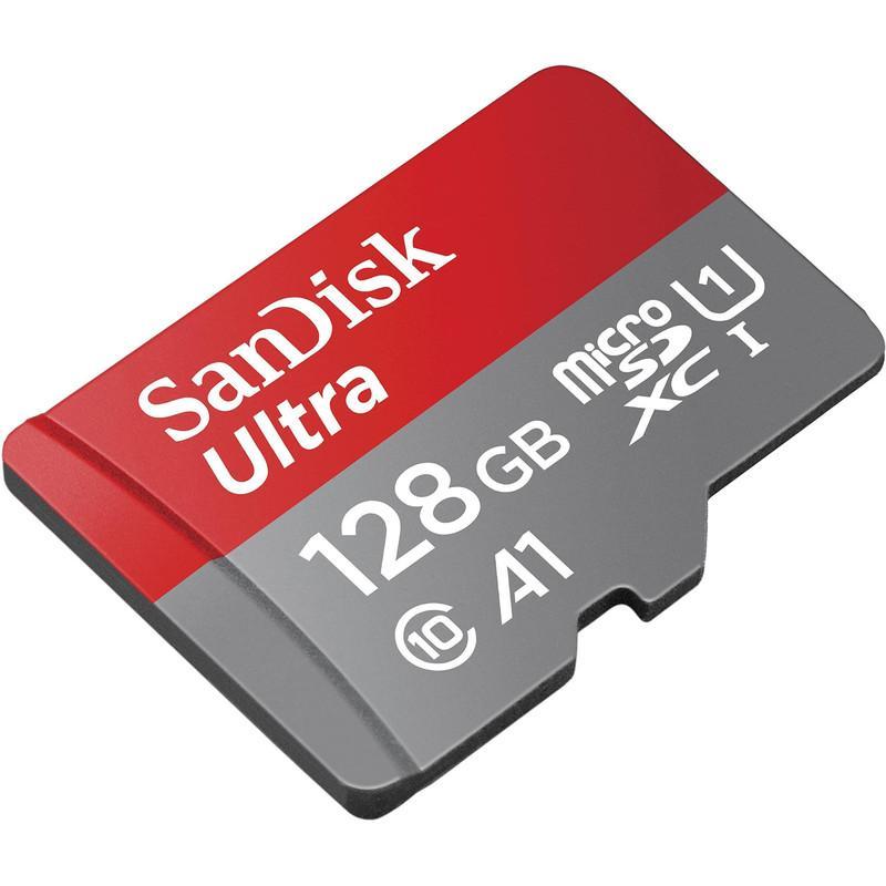 کارت حافظه microSDXC سن دیسک مدل Ultra A1 کلاس 10 استاندارد UHS-I سرعت 100MBps ظرفیت 128 گیگابایت به همراه آداپتور SD