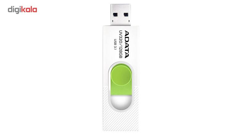 فلش مموری ای دیتا مدل UV320 ظرفیت 128 گیگابایت با درگاه USB 3.1 کشویی و سازگار با ویندوز، مک و لینوکس، انتقال داده با سرعت 10 گیگابیت بر ثانیه و طراحی جمع‌وجور