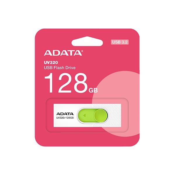 فلش مموری ای دیتا مدل UV320 ظرفیت 128 گیگابایت با درگاه USB 3.1 کشویی و سازگار با ویندوز، مک و لینوکس، انتقال داده با سرعت 10 گیگابیت بر ثانیه و طراحی جمع‌وجور