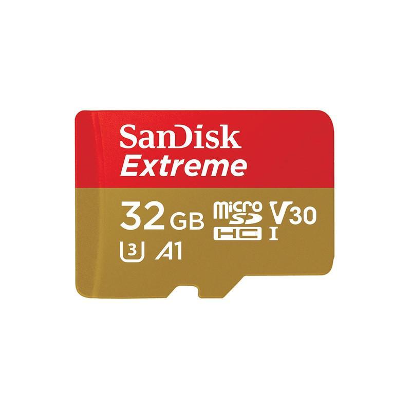 کارت حافظه microSDHC سن دیسک مدل Extreme V30 کلاس A1 استاندارد UHS-I U3 سرعت 100MBps 667X همراه با آداپتور SD ظرفیت 32 گیگابایت