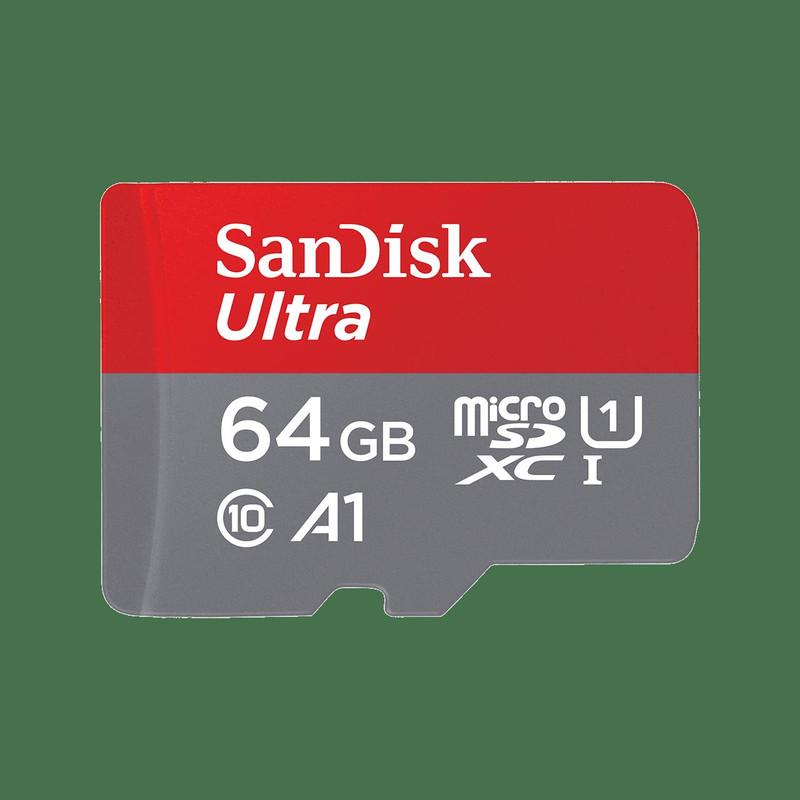 کارت حافظه microSDXC سن دیسک مدل Ultra A1 کلاس 10 استاندارد UHS-I سرعت 100MBps ظرفیت 64 گیگابایت به همراه آداپتور