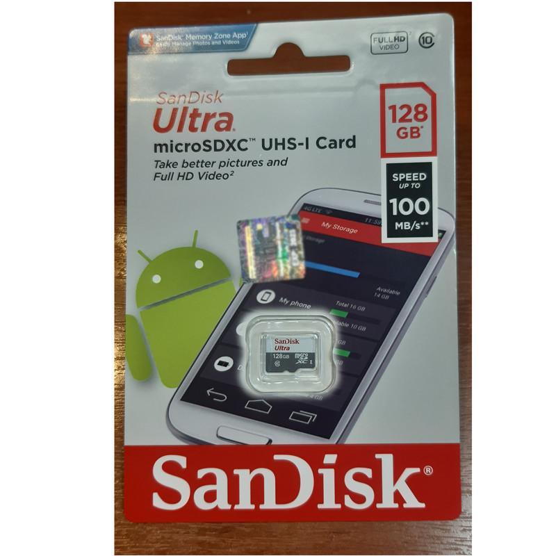  کارت حافظه microSDXC سن دیسک مدل Ultra کلاس 10 استاندارد UHS-I U1 سرعت 100MBps ظرفیت 128 گیگابایت