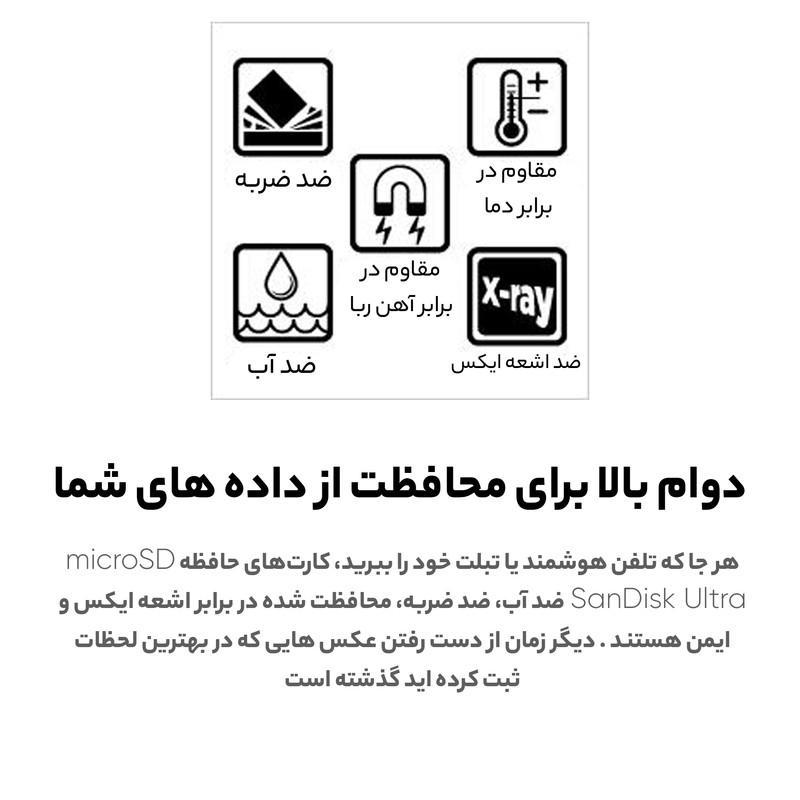  کارت حافظه microSDXC سن دیسک مدل Ultra کلاس 10 استاندارد UHS-I U1 سرعت 100MBps ظرفیت 128 گیگابایت