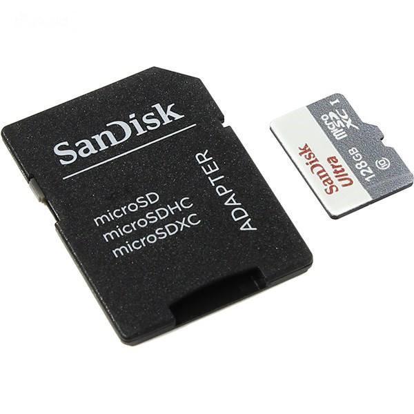 کارت حافظه microSDXC سن دیسک مدل Ultra کلاس 10 استاندارد UHS-I U1 سرعت 100MBps ظرفیت 128 گیگابایت همراه با آداپتور SD