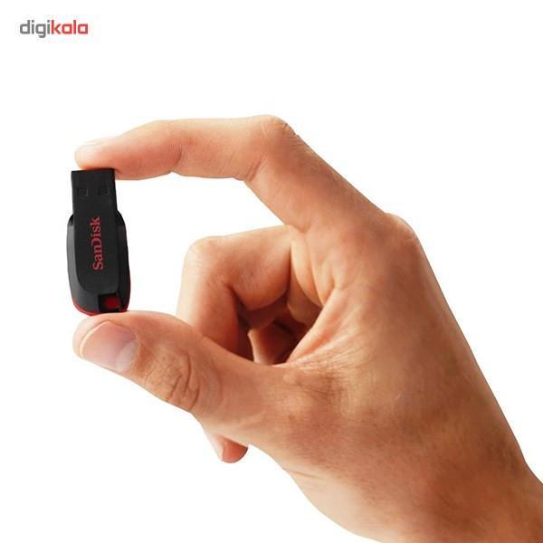 فلش مموری سن دیسک Cruzer Blade CZ50 ظرفیت 32 گیگابایت با رابط USB 2.0، سرعت انتقال 30 مگابایت بر ثانیه، طراحی بدون درپوش و بدنه مات مقاوم در برابر لک و اثر انگشت، دارای شیار اتصال بند و نرم‌افزار امنیتی
