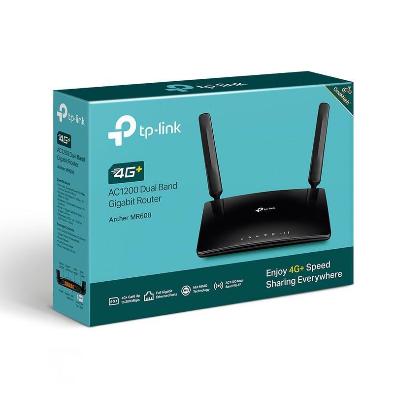 مودم 4.5G تی پی-لینک مدل Archer MR600 V2 با پشتیبانی از شبکه 4G+، سرعت انتقال تا 300 مگابیت، آنتن جداشونده، فرکانس 2.4 و 5 گیگاهرتز، اتصال همزمان 64 دستگاه و 4 پورت گیگابیتی LAN