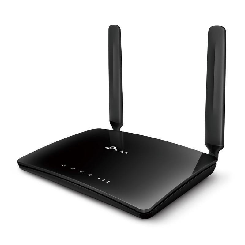 روتر 4G LTE خانگی و اداری تی پی‌لینک مدل TL-MR6400 V5 با دو آنتن خارجی، فرکانس 2.4 گیگاهرتز، سرعت 300 مگابیت بر ثانیه، پورت LAN/WAN 10/100 مگابیتی، پشتیبانی از 64 کاربر و فایروال پیشرفته