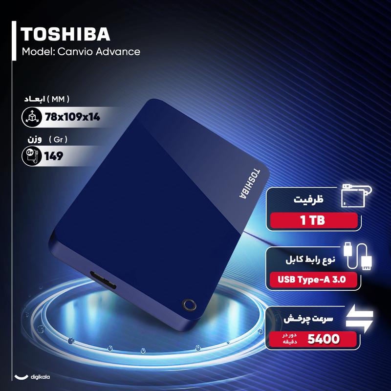 هارد اکسترنال توشیبا مدل Canvio Advance ظرفیت یک ترابایت دارای رابط USB Type-A 3.0