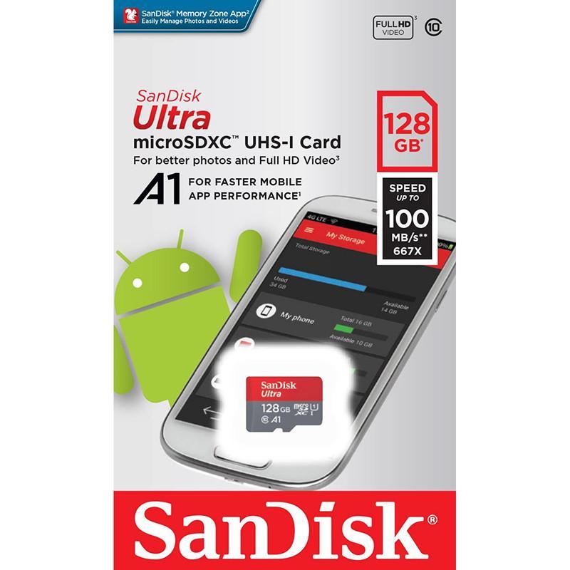 کارت حافظه Micro SDXC سن دیسک UHS-i Class 10 همراه با آداپتور SD ظرفیت 128GB
