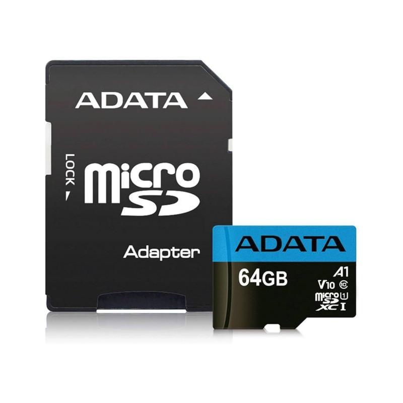 کارت حافظه microSDXC ای دیتا مدل Premier V10 A1 کلاس 10 استاندارد UHS-I سرعت 100MBps ظرفیت 64 گیگابایت
