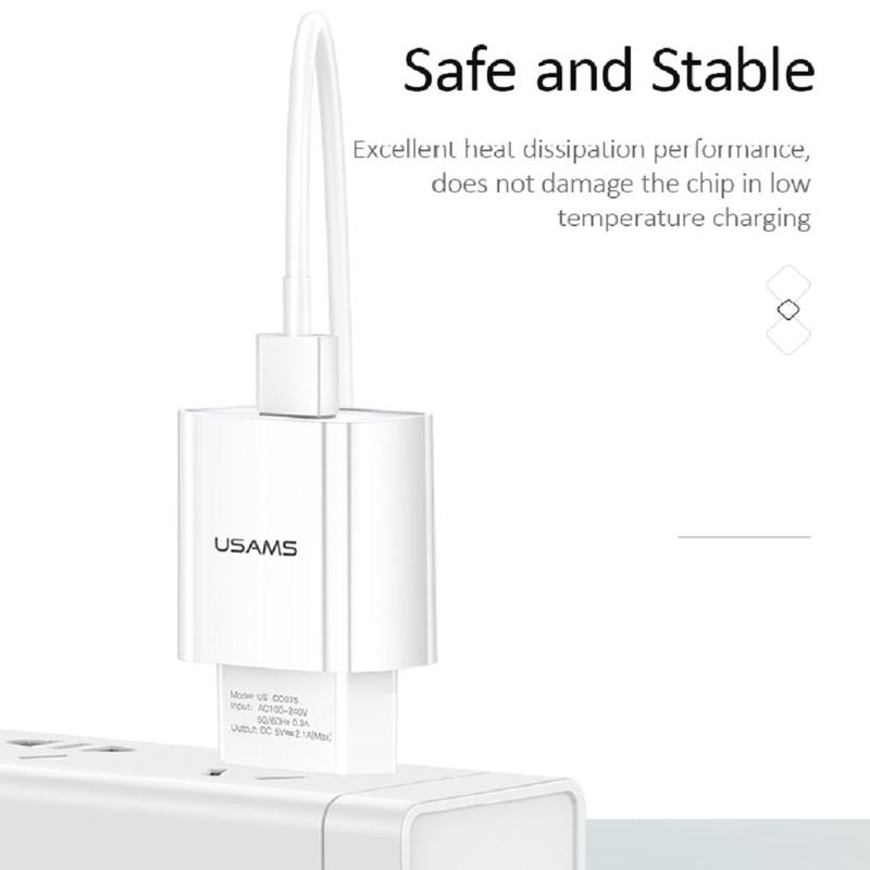 شارژر دیواری یوسمز مدل T21 به همراه کابل تبدیل usb-C