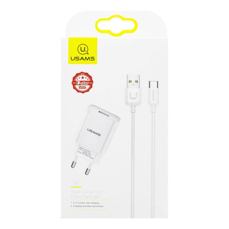 شارژر دیواری یوسمز مدل T21 به همراه کابل تبدیل usb-C
