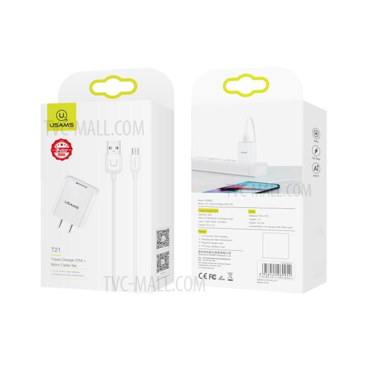 شارژر دیواری یوسمز مدل T21 به همراه کابل تبدیل usb-C