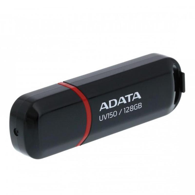 فلش مموری ای دیتا مدل UV150 ظرفیت 128 گیگابایت با رابط USB 3.2 Gen1 و پشتیبانی از انواع سیستم‌عامل، طراحی درپوش‌دار و سازگار با کامپیوتر، لپ‌تاپ، موبایل و تلویزیون