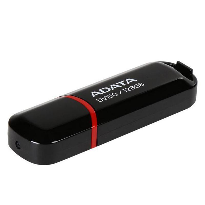 فلش مموری ای دیتا مدل UV150 ظرفیت 128 گیگابایت با رابط USB 3.2 Gen1 و پشتیبانی از انواع سیستم‌عامل، طراحی درپوش‌دار و سازگار با کامپیوتر، لپ‌تاپ، موبایل و تلویزیون