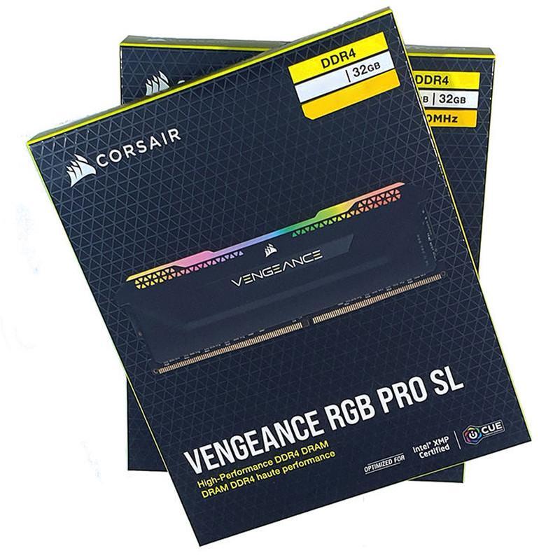 رم دسکتاپ DDR4 دو کاناله 3200 مگاهرتز C16 کورسیر مدل VENGEANCE RGB PRO SL ظرفیت 32 گیگابایت