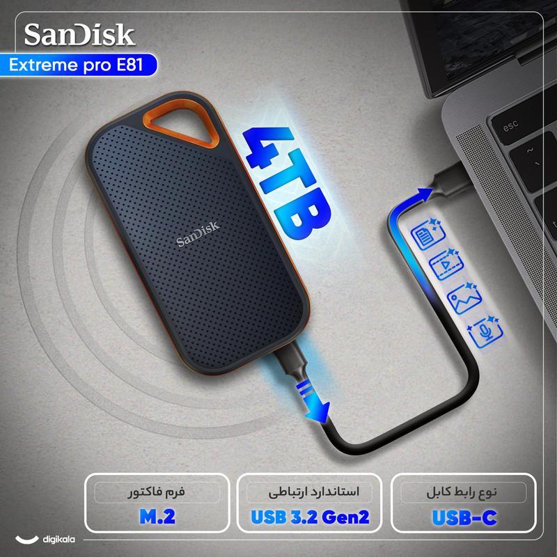 اس اس دی اکسترنال سن دیسک مدل Extreme E81 ظرفیت 4 ترابایت رابط USB 3.2 Gen2