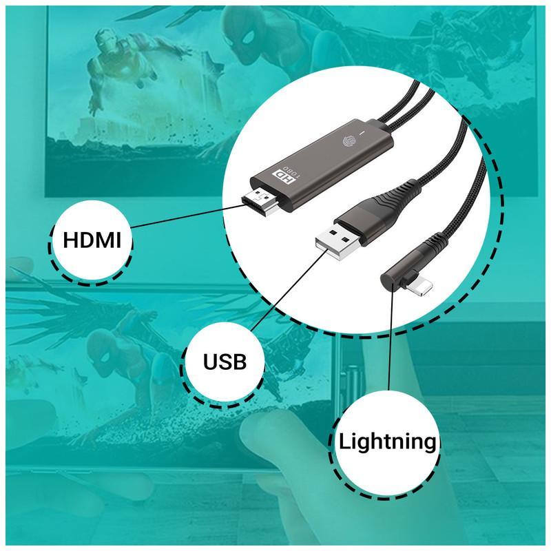 کابل تبدیل USB به لایتنینگ / HDMI یوسمز مدل US-SJ442 طول 2 متر