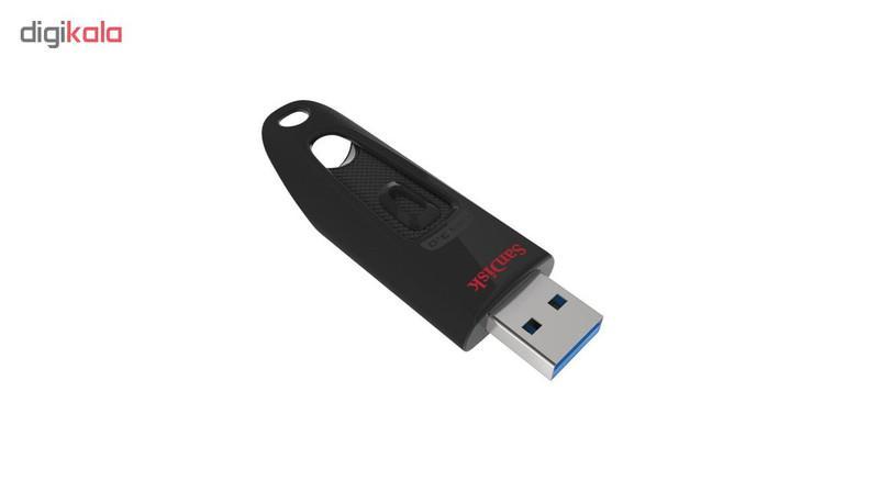 فلش مموری کشویی سن دیسک مدل CZ48 ظرفیت 128 گیگابایت با رابط USB 3.0، سرعت انتقال تا 100 مگابایت بر ثانیه، سازگار با USB 2.0 و قابلیت رمزنگاری اطلاعات