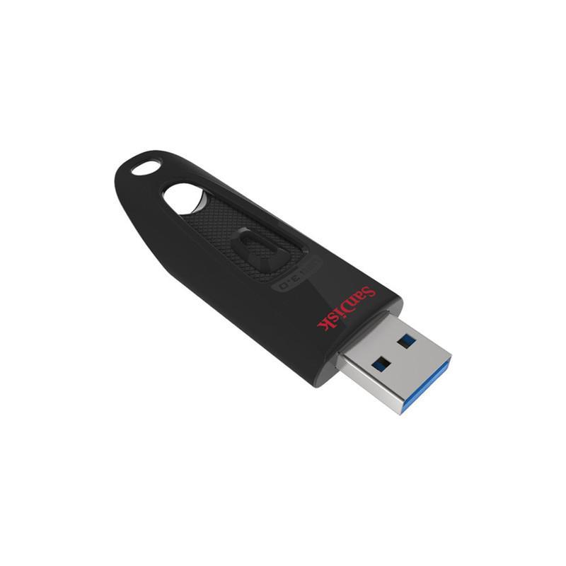 فلش مموری کشویی سن دیسک مدل CZ48 ظرفیت 128 گیگابایت با رابط USB 3.0، سرعت انتقال تا 100 مگابایت بر ثانیه، سازگار با USB 2.0 و قابلیت رمزنگاری اطلاعات