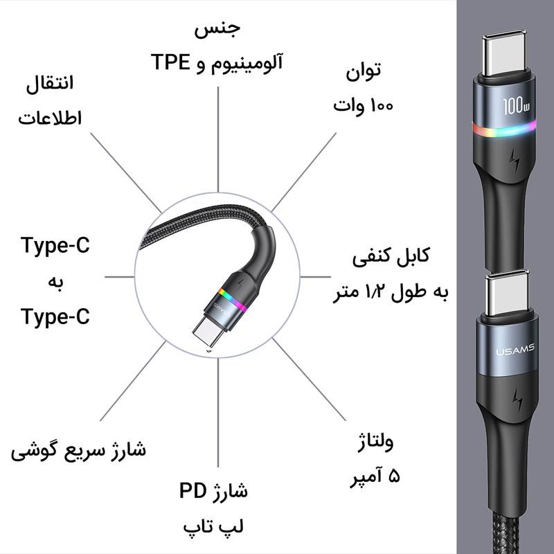 کابل تبدیل USB-C یوسمز مدل US-SJ537 طول 1.2 متر