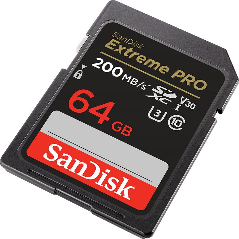  کارت حافظه SDXC سن دیسک مدل Extreme Pro V30 کلاس 10 استاندارد UHS-I U3 سرعت 200mbps ظرفیت 64 گیگابایت