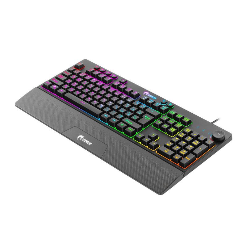 کیبورد مخصوص بازی گرین مدل GK703-RGBسوییچ ممبران ، Full Size، نورپردازی RGB