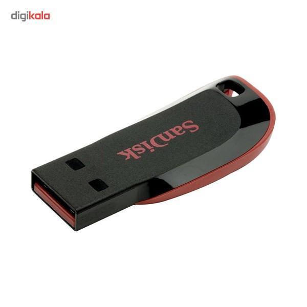 فلش مموری 64 گیگابایت سن دیسک مدل Cruzer Blade CZ50 با رابط USB 2.0، بدنه مات مقاوم در برابر اثر انگشت، قابلیت رمزگذاری نرم‌افزاری و شیار اتصال بند