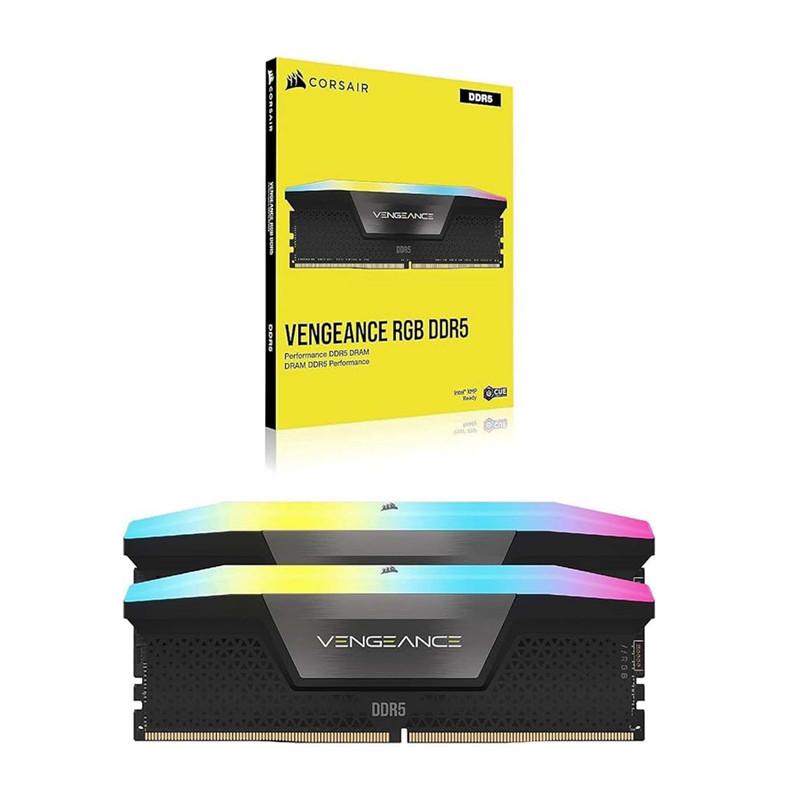 رم دسکتاپ کورسیر DDR5 دو کاناله 32 گیگابایت مدل VENGEANCE RGB سرعت 6200 مگاهرتز تایمینگ CL36 با هیت‌سینک خنک‌کننده