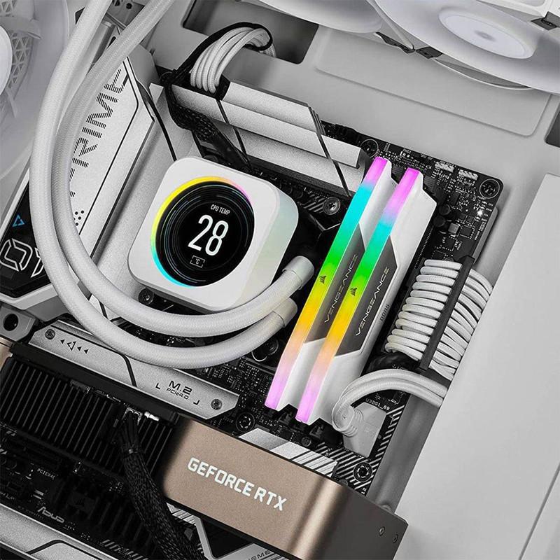 رم دسکتاپ DDR5 دو کاناله 5200 مگاهرتز CL40 کورسیر مدل VENGEANCE RGB WHITE ظرفیت 32 گیگابایت