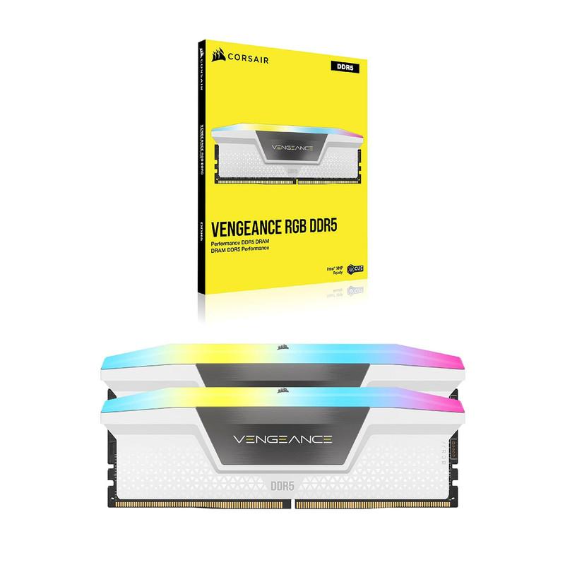 رم دسکتاپ DDR5 دو کاناله 5200 مگاهرتز CL40 کورسیر مدل VENGEANCE RGB WHITE ظرفیت 32 گیگابایت
