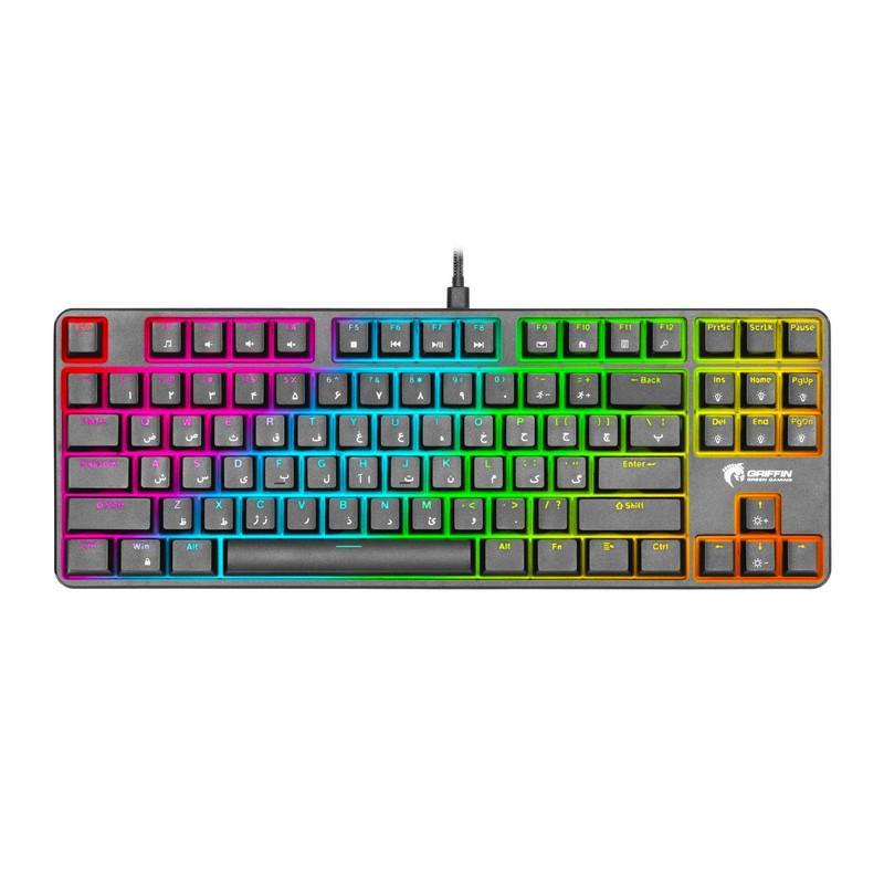 کیبورد گیمینگ گرین مدل GK801-RGB، سوئیچ مکانیکال آبی، Tenkeyless، نورپردازی RGB