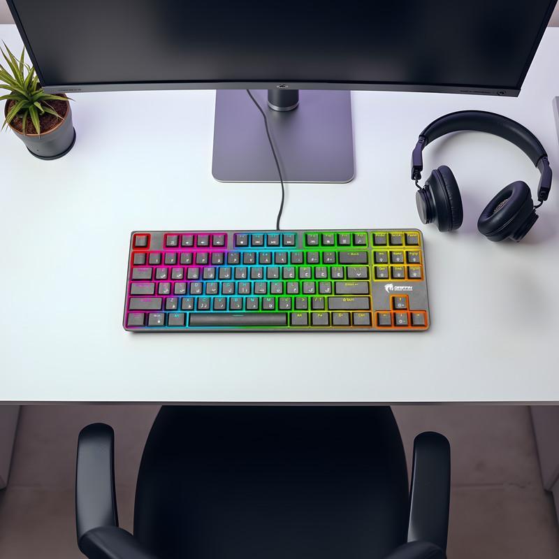 کیبورد گیمینگ گرین مدل GK801-RGB، سوئیچ مکانیکال آبی، Tenkeyless، نورپردازی RGB