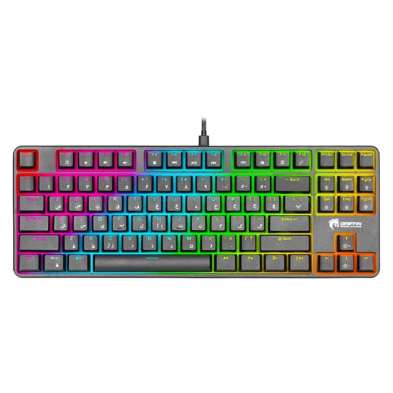 کیبورد گیمینگ گرین مدل GK801-RGB، سوئیچ مکانیکال آبی، Tenkeyless، نورپردازی RGB