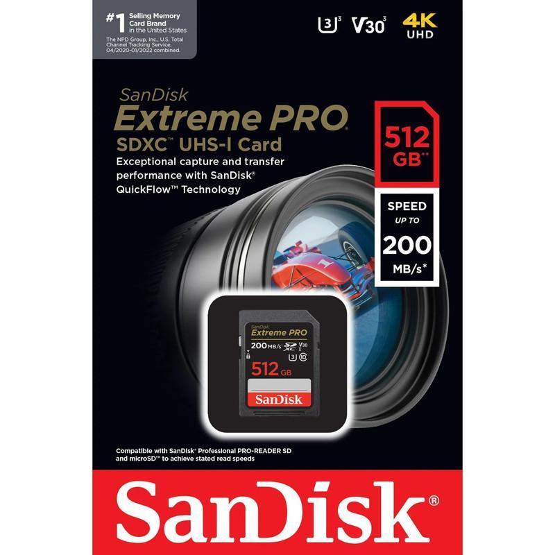 کارت حافظه SDXC سن دیسک مدل Extreme Pro V30 کلاس 10 استاندارد UHS-I U3 سرعت 200mbps ظرفیت 512 گیگابایت