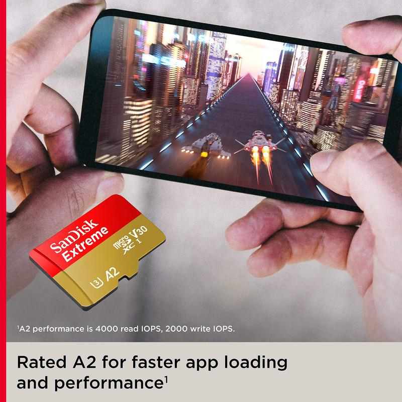 کارت حافظه MicroSDXC سن دیسک مدل Extreme کلاس A2 استاندارد UHS-I U3 سرعت 190MBps ظرفیت یک ترابایت